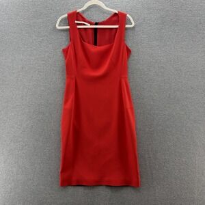 Aquilano Rimondi Dress 44 US 8 Red Black Sleeveless Minimalist Sheath Italy
